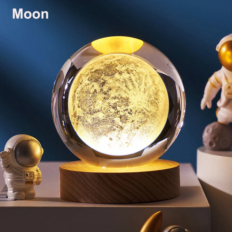 3D Crystal Ball Lamp with Galaxy and Planetary Projections USB Night Light for Cozy Atmosphere Plasma Ball Creative Gift