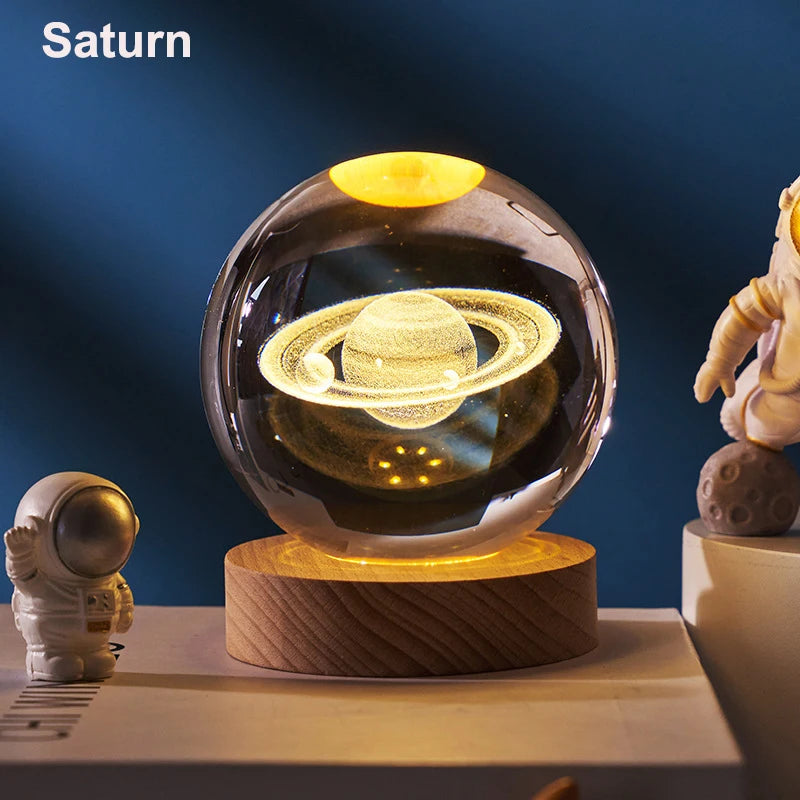 3D Crystal Ball Lamp with Galaxy and Planetary Projections USB Night Light for Cozy Atmosphere Plasma Ball Creative Gift