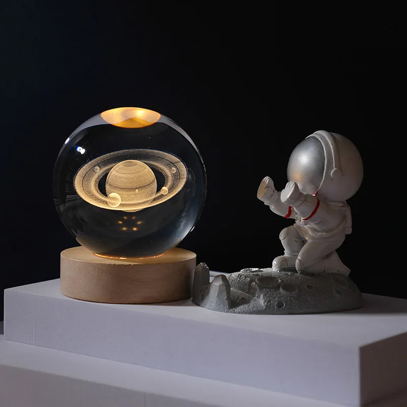 3D Crystal Ball Lamp with Galaxy and Planetary Projections USB Night Light for Cozy Atmosphere Plasma Ball Creative Gift