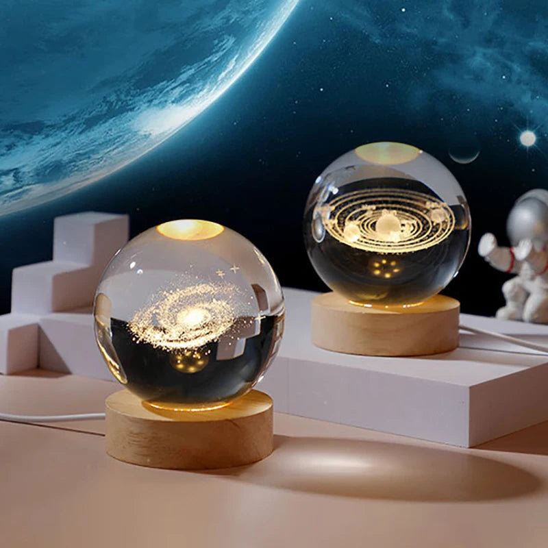 3D Crystal Ball Lamp with Galaxy and Planetary Projections USB Night Light for Cozy Atmosphere Plasma Ball Creative Gift