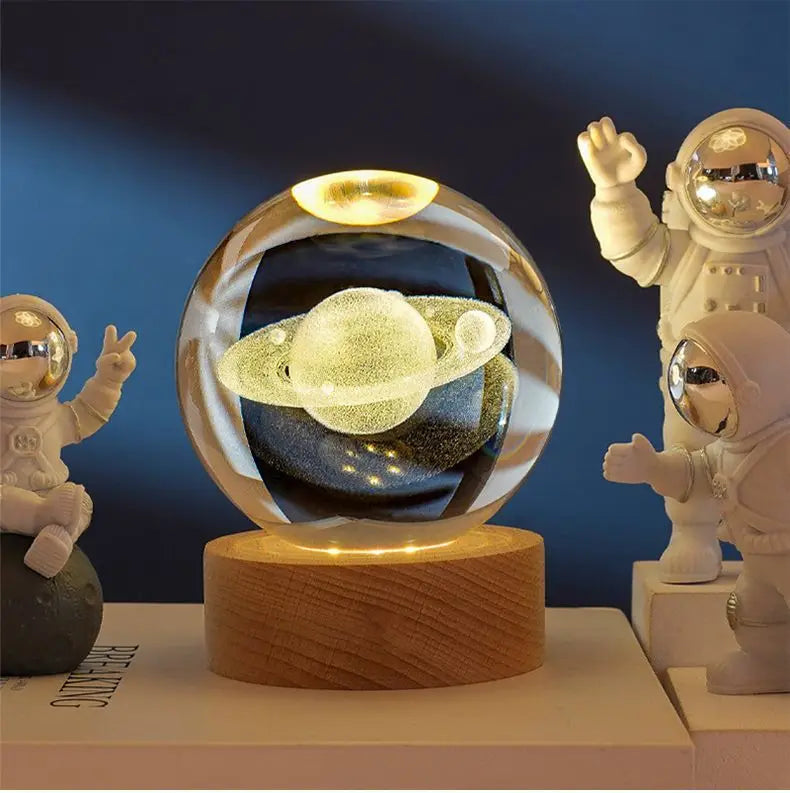 3D Crystal Ball Lamp with Galaxy and Planetary Projections USB Night Light for Cozy Atmosphere Plasma Ball Creative Gift